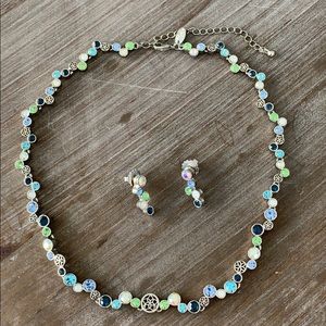 Lia Sophia crystal necklace and earrings